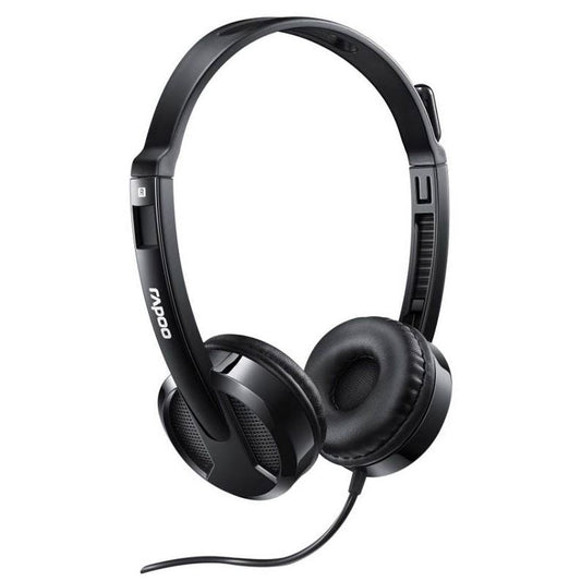 RAPOO H100 Wired Stereo Headsets - HD Voice Rotary Microphone Volume Adjustment 3.5mm | Auzzi Store