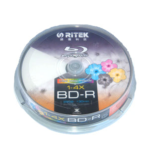 Ritek Blu-Ray BD-R 2X 25GB 130Min White Top Printable 10pcs | Auzzi Store