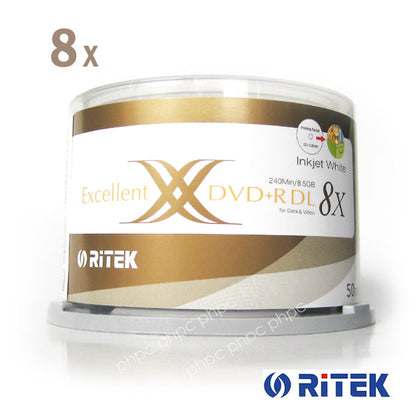 Ritek Ridata DVD+R Double Layer 8x Whitetop Printable 50pcs | Auzzi Store