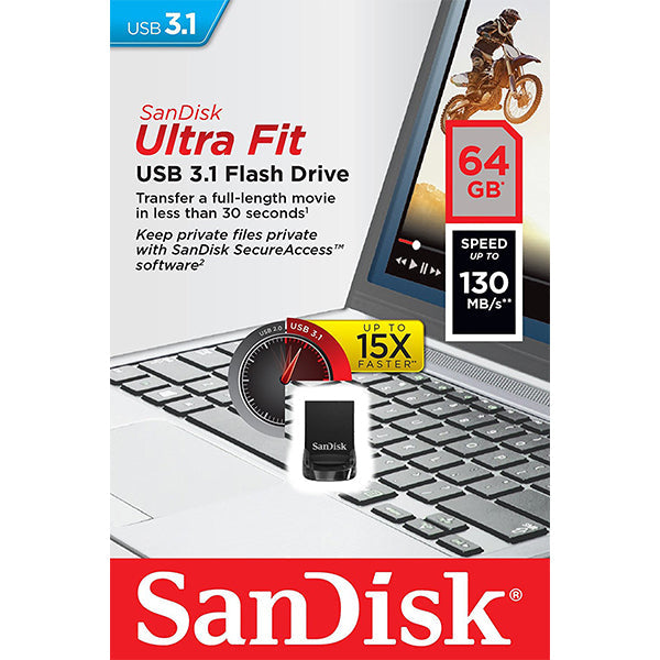 SANDISK 64GB CZ430 ULTRA FIT USB 3.1 (SDCZ430-064G) | Auzzi Store