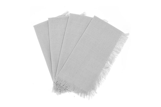 Shangri-La Ayra Fringed Silver Napkin (4 Pack)