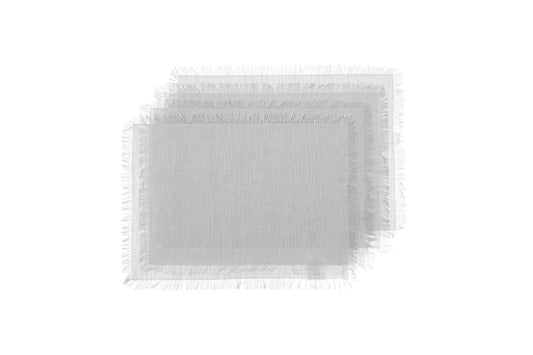 Shangri-La Ayra Fringed Silver Placemat (4 Pack)