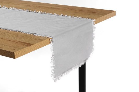 Shangri-La Ayra Fringed Silver Table Runner (35 x 180cm)