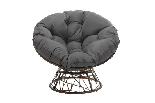 Shangri-La Papasan Swivel Wicker Chair (Grey)