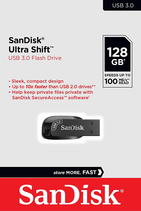 SanDisk 128GB Ultra Shift USB 3.0 Flash Drive SDCZ410-128G-G46 | Auzzi Store
