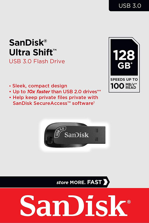 SanDisk  128GB Ultra Shift  USB 3.0 Flash Drive SDCZ410-128G-G46 | Auzzi Store
