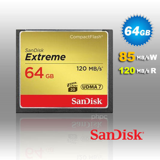 SanDisk 64GB Extreme CompactFlash Card with (write) 85MB/s and (Read)120MB/s - SDCFXSB-64G | Auzzi Store