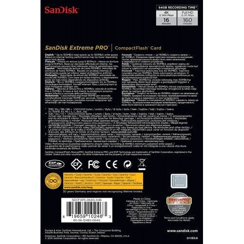 SanDisk Extreme Pro CFXP 64GB CompactFlash 160MB/s (SDCFXPS-064G) | Auzzi Store