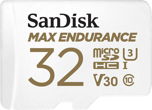 Sandisk Max Endurance Microsdhc Card SQQVR 32G (15 000 HRS) UHS-I C10 U3 V30 100MB/S R 40MB/S W SD Adaptor SDSQQVR-032G-GN6IA | Auzzi Store