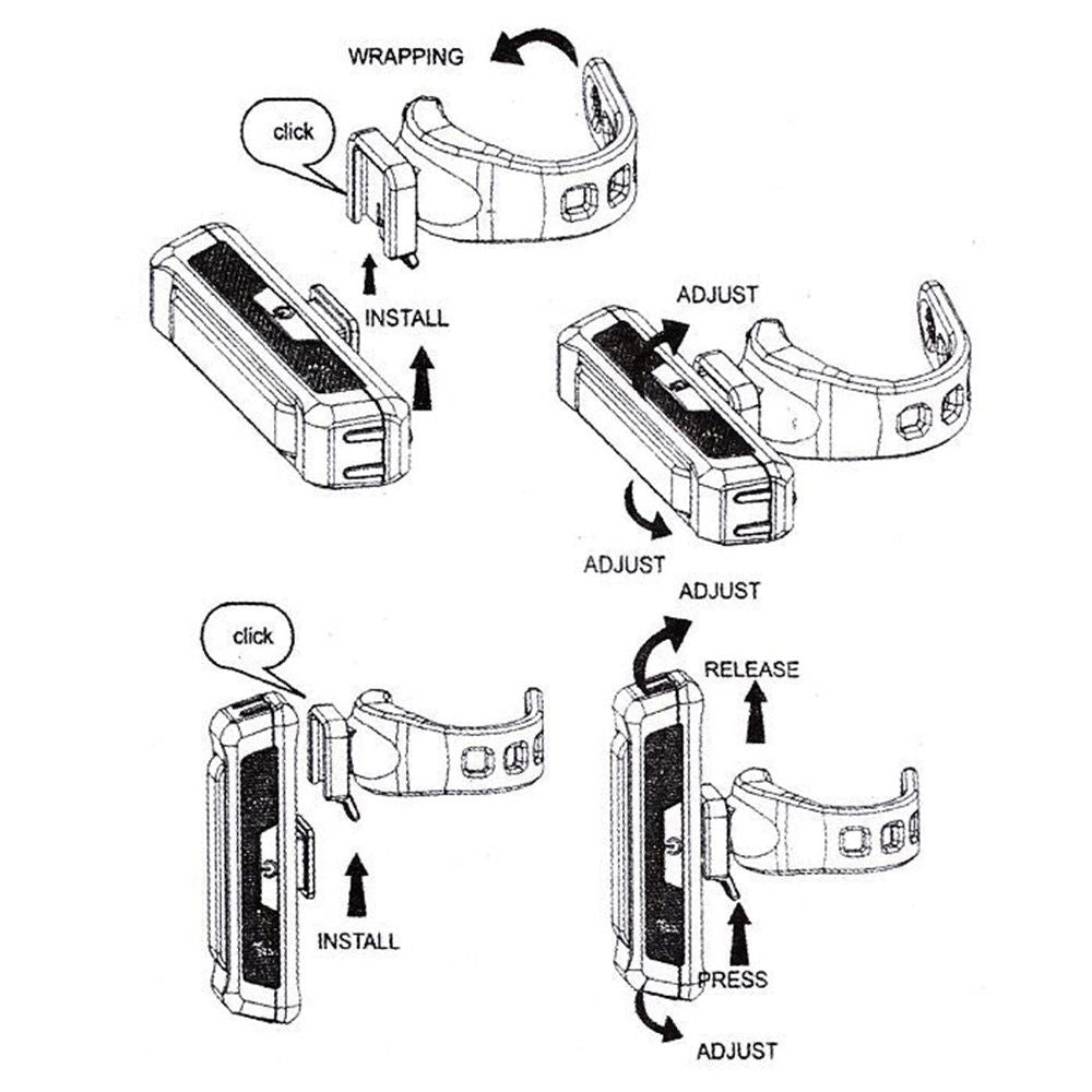Set USB Rechargeable LED Bike Front Light headlight lamp Bar rear Tail Wide Beam | Auzzi Store