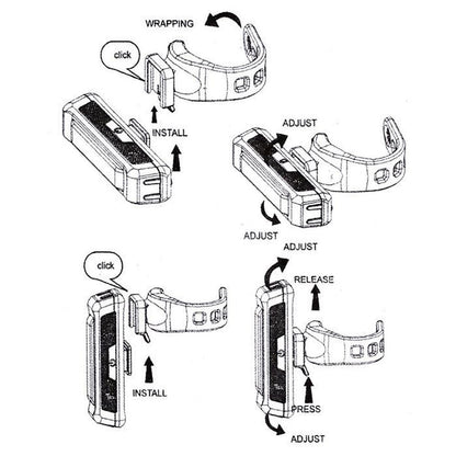 Set USB Rechargeable LED Bike Front Light headlight lamp Bar rear Tail Wide Beam | Auzzi Store