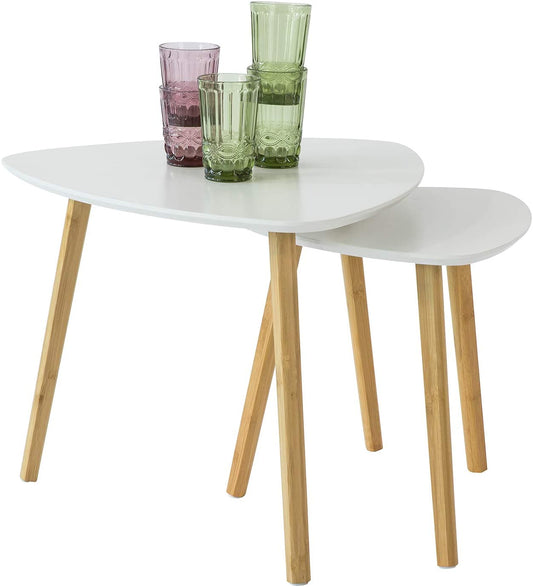 Set of 2 White Side Nesting Tables | Auzzi Store