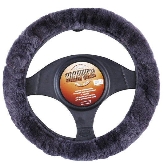 Sheepskin Steering Wheel Cover - Charcoal | Auzzi Store