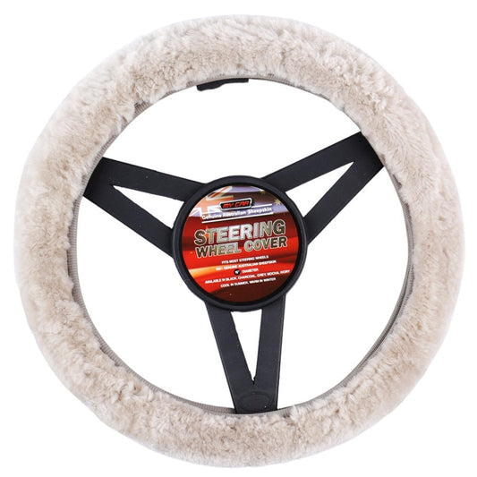 Sheepskin Steering Wheel Cover Luxury - Mocha | Auzzi Store