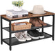 Shoe Rack with 2 Mesh Shelves, Rustic Brown and Black | Auzzi Store