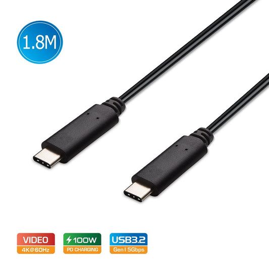 Simplecom CA519 USB-C to USB-C Cable USB 3.2 Gen1 5A 100W PD 4K@60Hz 1.8M | Auzzi Store
