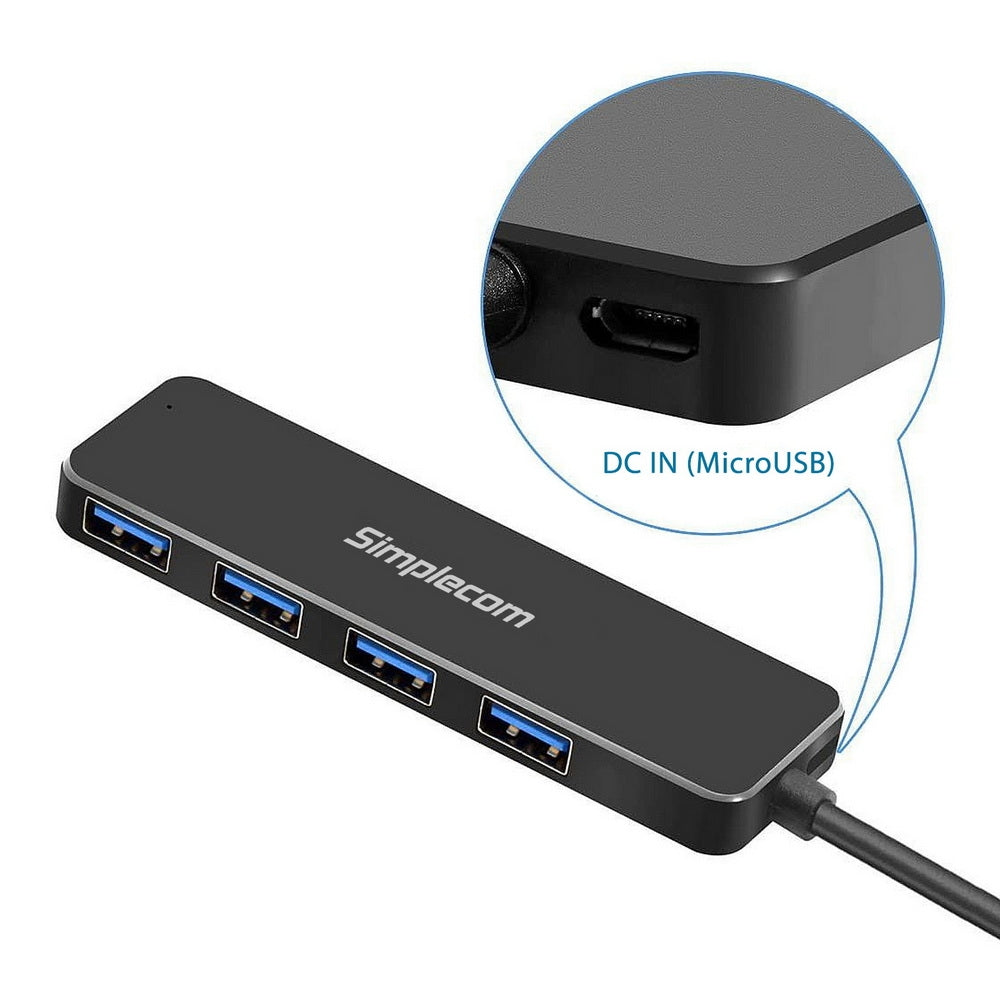 Simplecom CH342 USB 3.0 (USB 3.2 Gen 1) SuperSpeed 4 Port Hub for PC Laptop | Auzzi Store