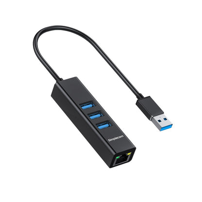 Simplecom CHN420 Aluminium 3 Port SuperSpeed USB HUB with Gigabit Ethernet Adapter Black | Auzzi Store