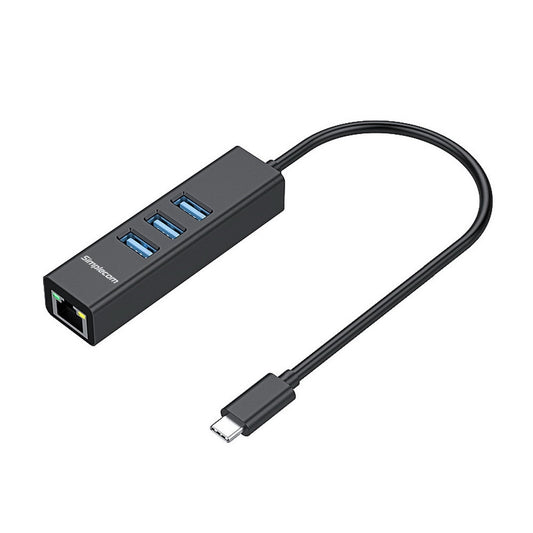 Simplecom CHN421 Aluminium USB-C to 3 Port USB HUB with Gigabit Ethernet Adapter Black | Auzzi Store