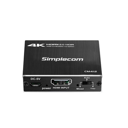 Simplecom CM412 HDMI 2.0 1x2 Splitter 1 IN 2 Out 4K@60Hz HDR10 2 Port HDMI Duplicator | Auzzi Store