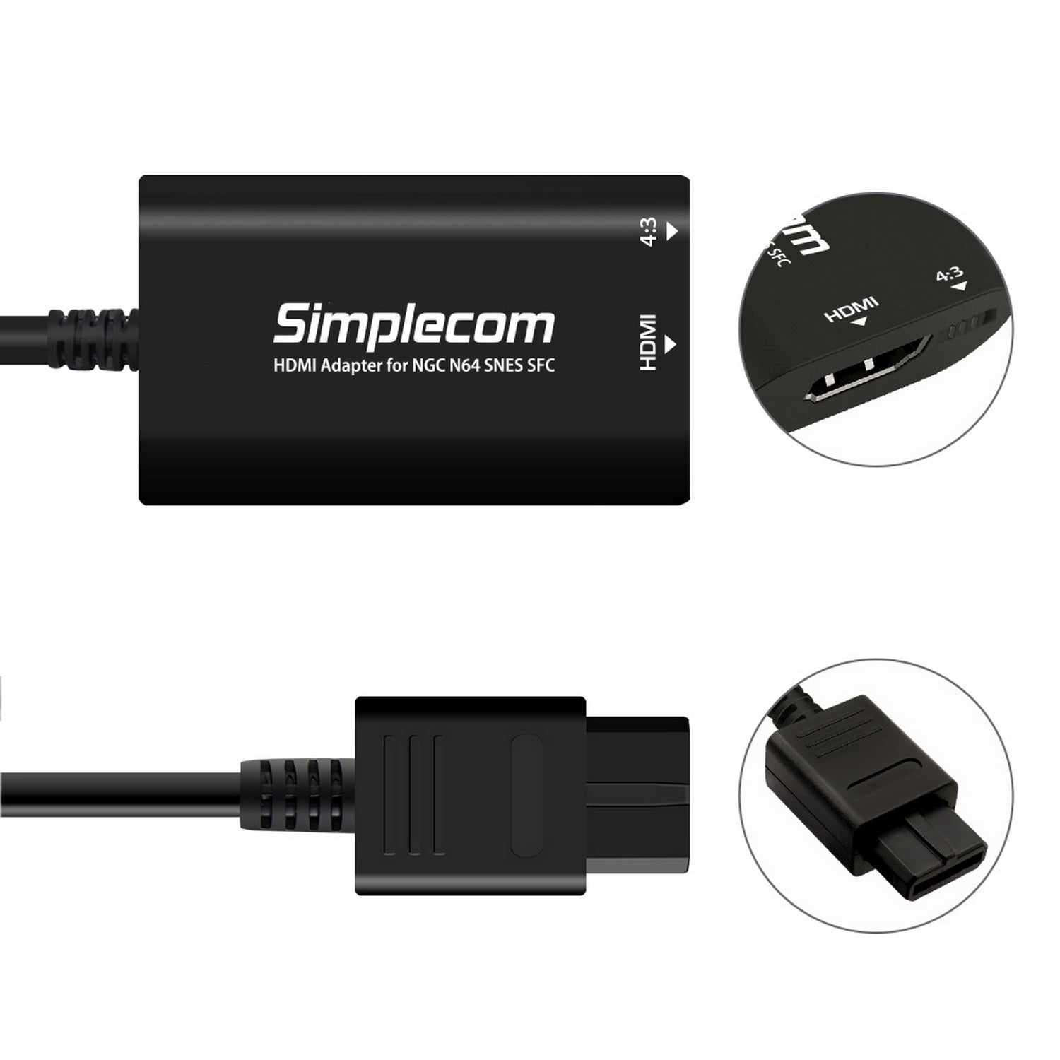 Simplecom CM461 HDMI Adapter Composite AV to HDMI Converter for Nintendo NGC N64 SNES SFC | Auzzi Store
