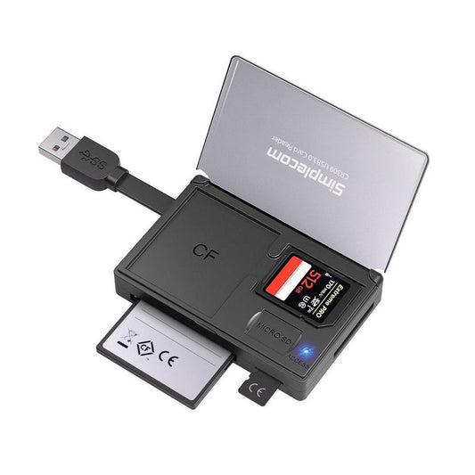 Simplecom CR309 3-Slot SuperSpeed USB 3.0 Card Reader with Card Storage Case | Auzzi Store