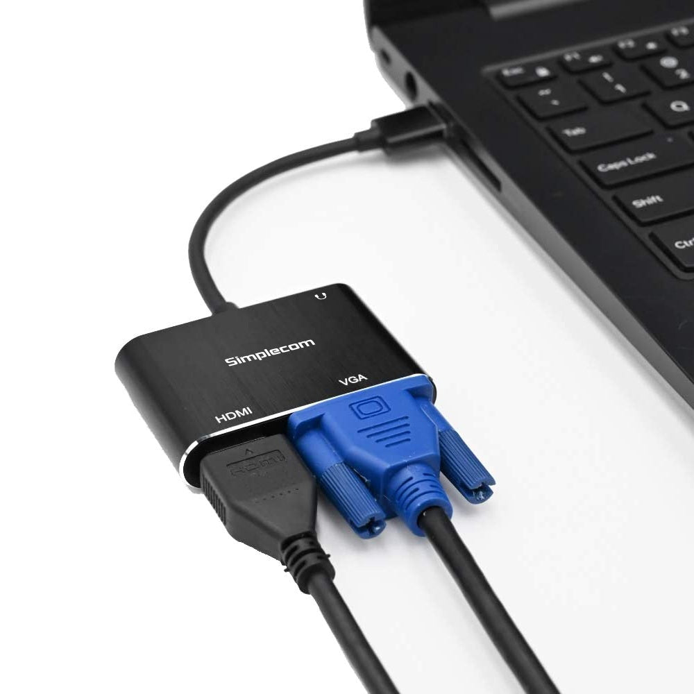 Simplecom DA316A USB to HDMI + VGA Video Card Adapter with 3.5mm Audio | Auzzi Store