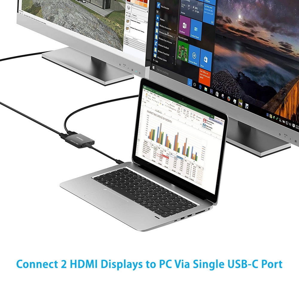 Simplecom DA330 USB-C to Dual HDMI MST Adapter 4K@60Hz with PD and Audio Out | Auzzi Store
