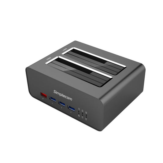 Simplecom SD352 USB 3.0 to Dual SATA Aluminium Docking Station with 3-Port Hub and 1 Port 2.1A USB Charger | Auzzi Store