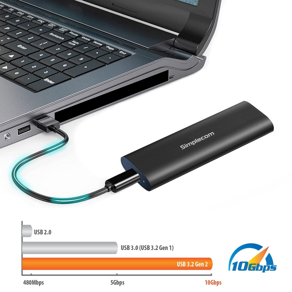 Simplecom SE516 NVMe / SATA Dual Protocol M.2 SSD Tool-Free USB-C Enclosure USB 3.2 Gen 2 10Gbps | Auzzi Store