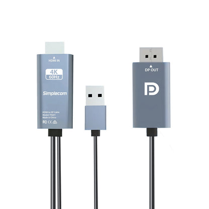 Simplecom TH201 HDMI to DisplayPort Active Converter Cable 4K@60hz USB Powered 2M | Auzzi Store