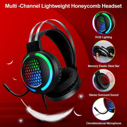 T-Wolf TF400 4-pcs Rainbow Keyboard/Mouse/Headphone/Mouse Pad Kit Set | Auzzi Store