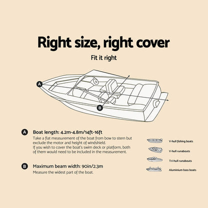 Seamanship 14- 16ft Boat Cover Trailerable Marine Grade 600D Auzzi Store