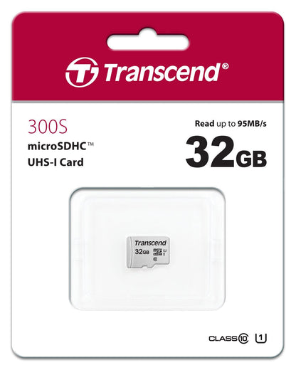 TRANSCEND TS32GUSD300S 32GB UHS-I U1 microSD w/o Adapter  (microSDHC I, C10, U1) | Auzzi Store