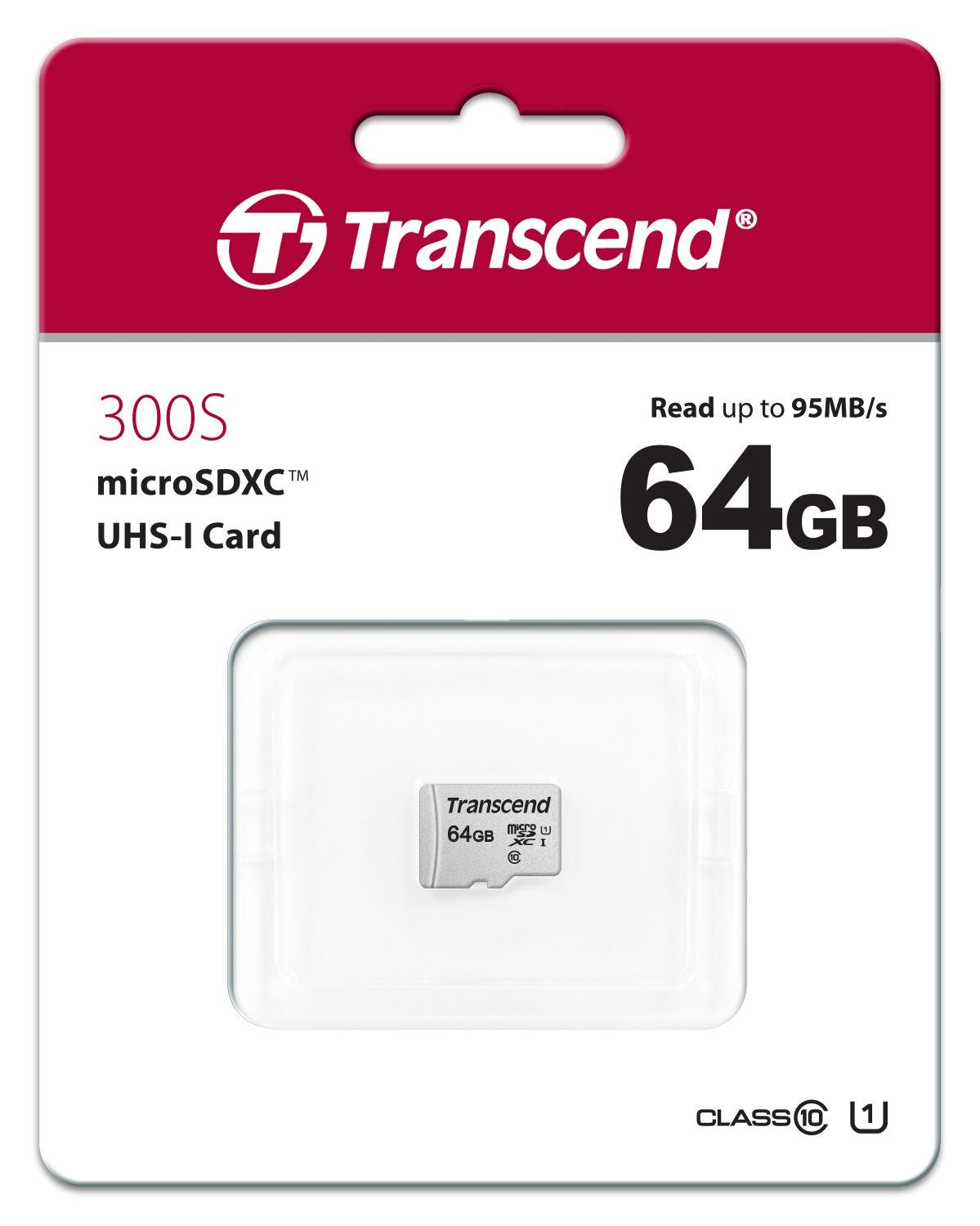 TRANSCEND TS64GUSD300S 64GB UHS-I U1 microSD w/o Adapter  (microSDHC I, C10, U1) | Auzzi Store