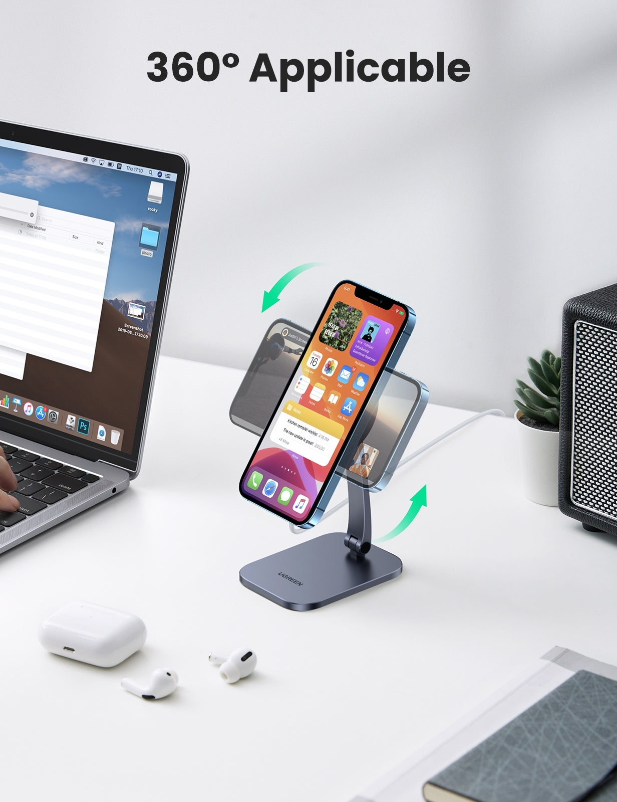 UGREEN 40290 Desk Adjustable and Foldable Aluminum Magsafe Charging Stand | Auzzi Store