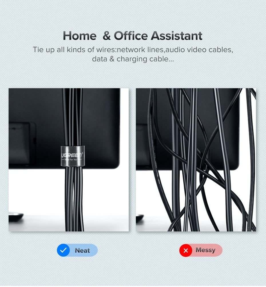 UGREEN 40354 Cable Organizer 2m (Black) | Auzzi Store