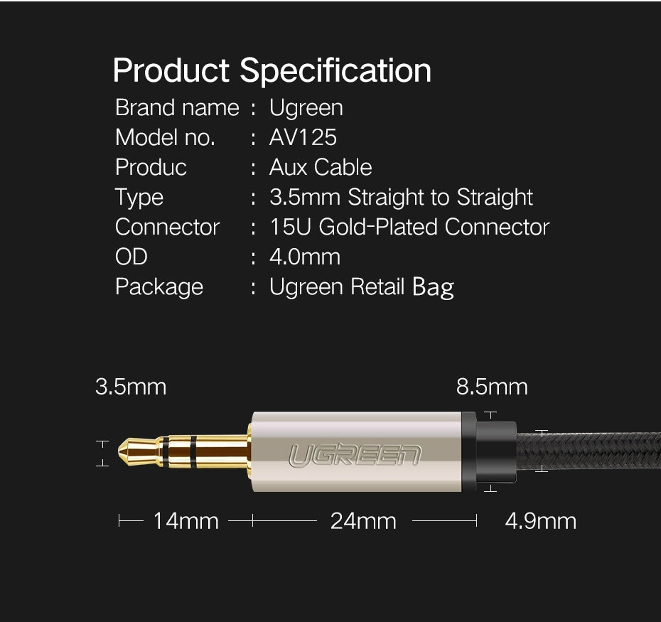 UGREEN 40785 Premium 3.5mm Male to 3.5mm Male Cable 10M | Auzzi Store