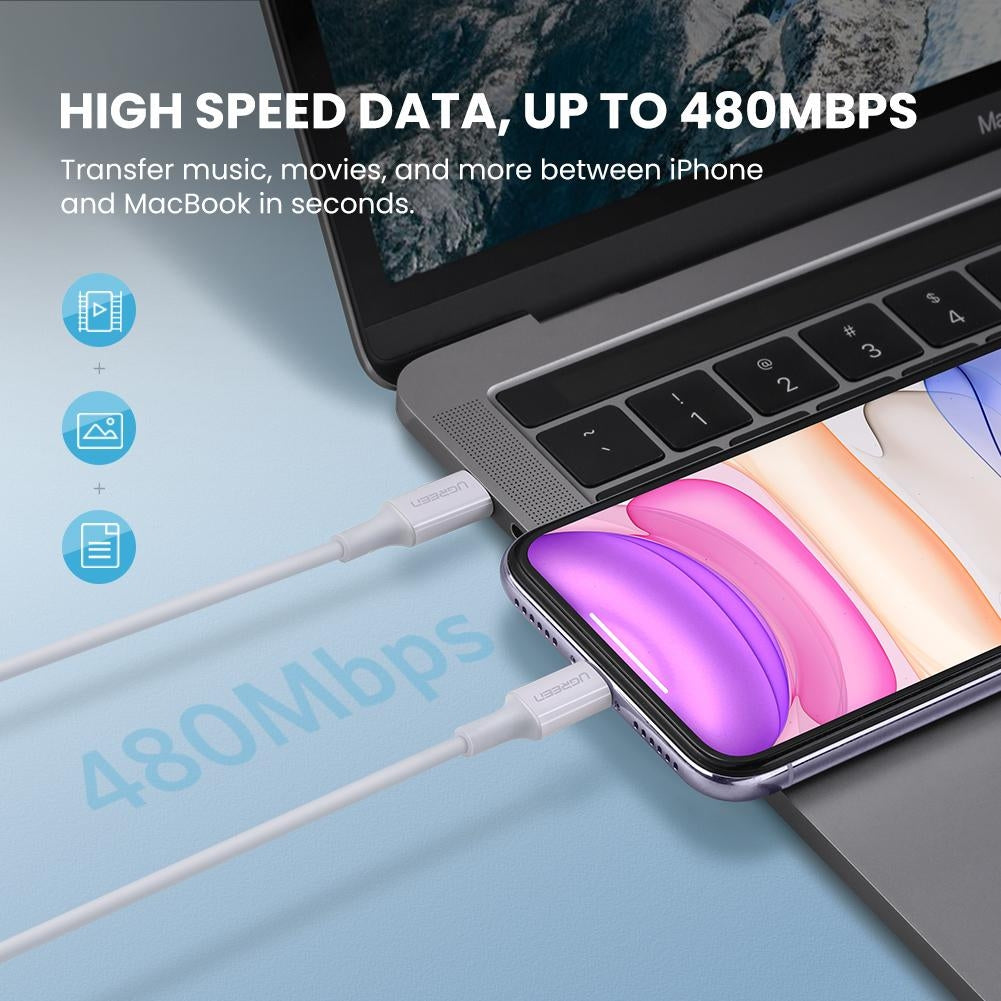 UGREEN 60749 MFi USB-C to iPhone 8-pin Charging Cable 2M | Auzzi Store