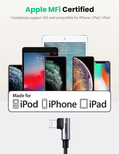 UGREEN 60763 90 Degree USB-C to iPhone 8-pin Cable 1M | Auzzi Store