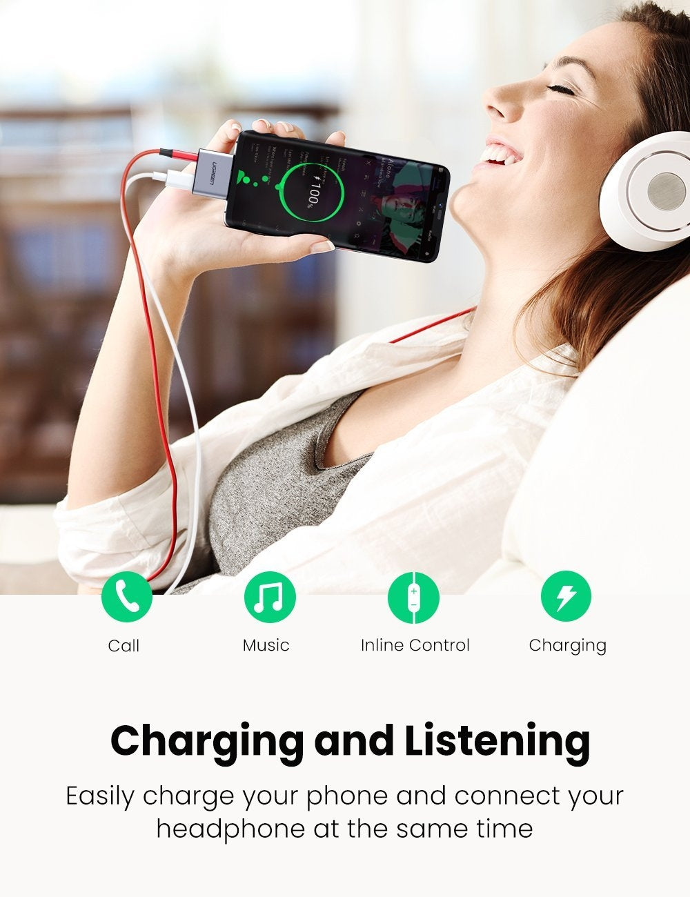 UGREEN 70312 2-in-1 USB C to C and 3.5mm Adapter | Auzzi Store