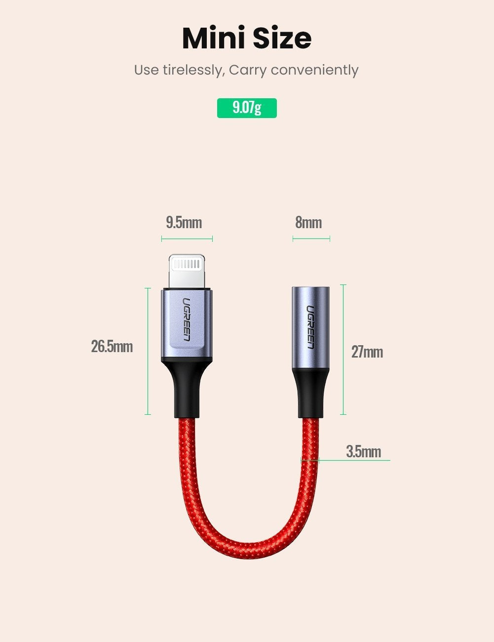 UGREEN 70507 iPhone 8-pin to 3.5mm Adapter | Auzzi Store