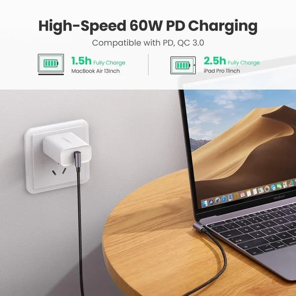 UGREEN 70529 60W Angle USB C to C Cable 1M | Auzzi Store