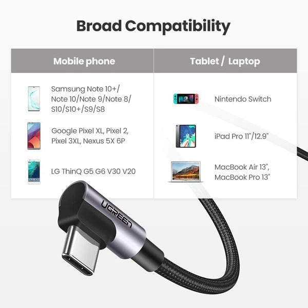 UGREEN 70529 60W Angle USB C to C Cable 1M | Auzzi Store