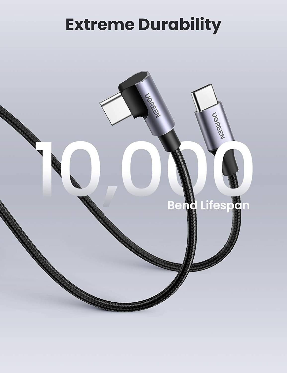 UGREEN 80714 USB-C 2.0 to Angle USB-C Cable Black 3M | Auzzi Store