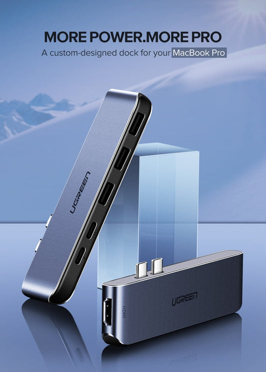 UGREEN Dual Type-C 5 in 1 to 3*USB3.0+ USB-C Female+PD Converter (50775) | Auzzi Store