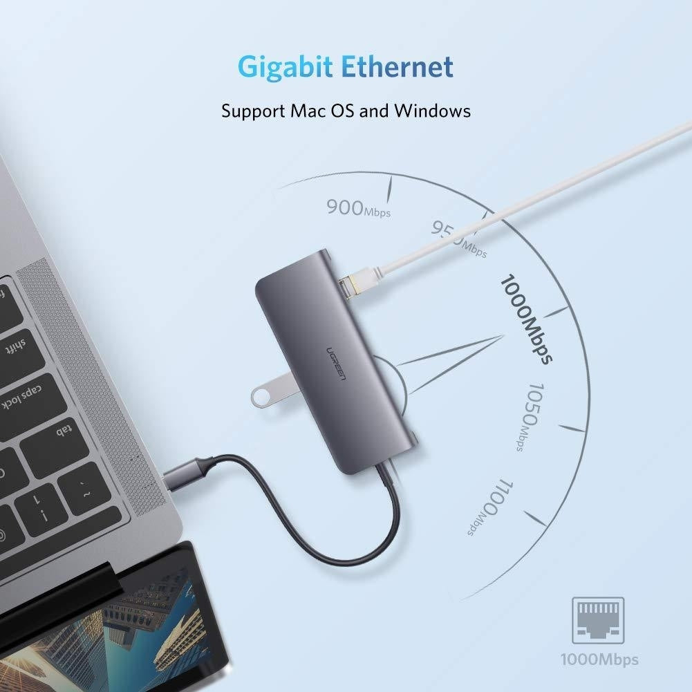 UGREEN Type C 9 in 1 Multifunction Adapter- HDMI/ VGA/Gigabit/TypeC/USB3.0 x 3/SD/TF (40873) | Auzzi Store