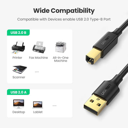 UGREEN USB 2.0 A Male to B Male Printer Cable 5m (Black) 10352 | Auzzi Store