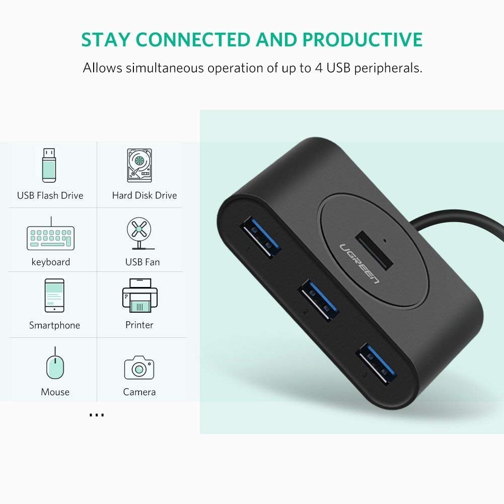 UGREEN USB 3.0 4 Ports Hub Black 50CM (20290) | Auzzi Store