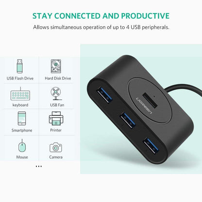 UGREEN USB 3.0 4 Ports Hub Black 50CM (20290) | Auzzi Store